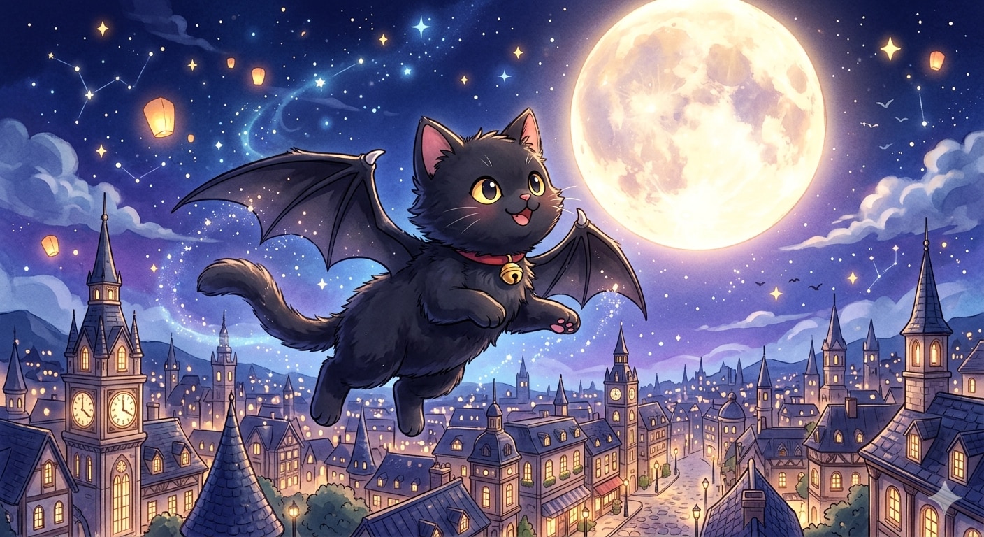 夜空飛ぶフライングキャット | の人気AIイラスト・グラビア