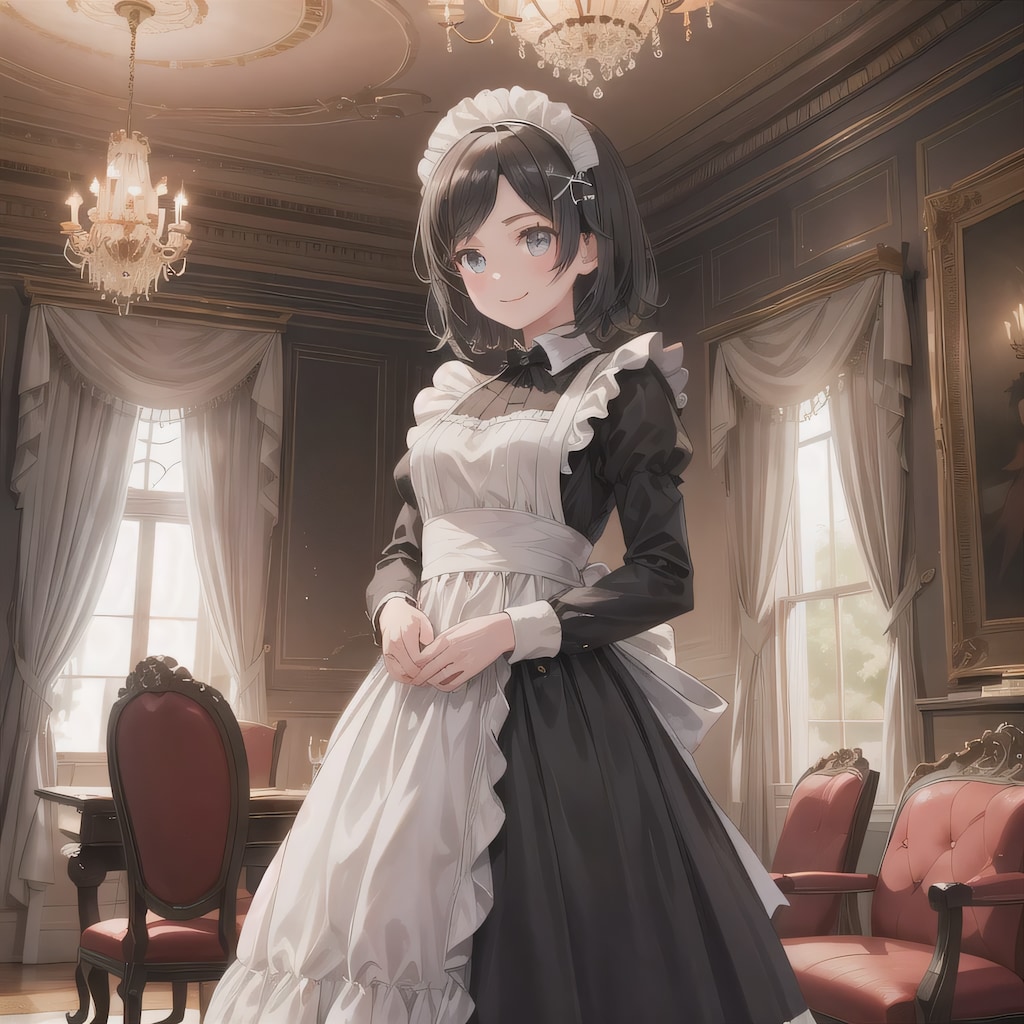 黒髪ボブでメイド服の少女１０