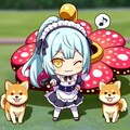 青髪メイドちゃんと柴犬 2枚目