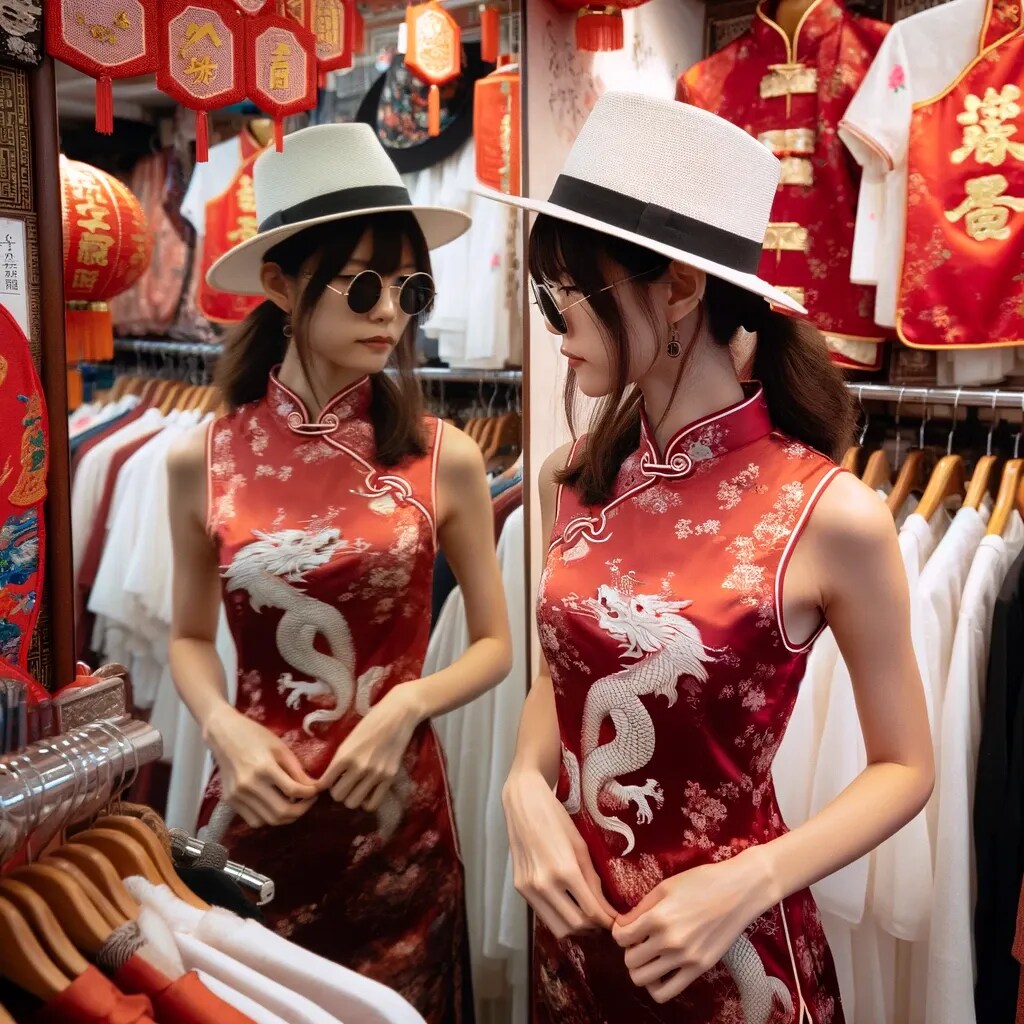 香港でチャイナドレスを購入した風水師ちゃん