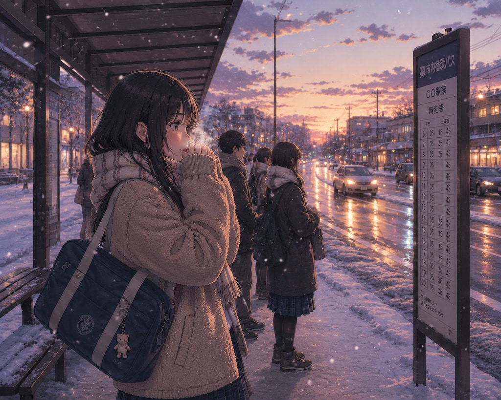 バス早く来ないかな
