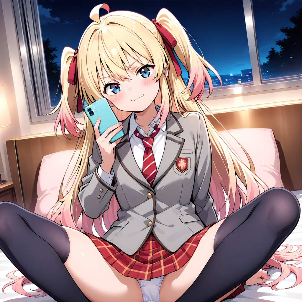 スマホ持ちながらパンツ晒すJK