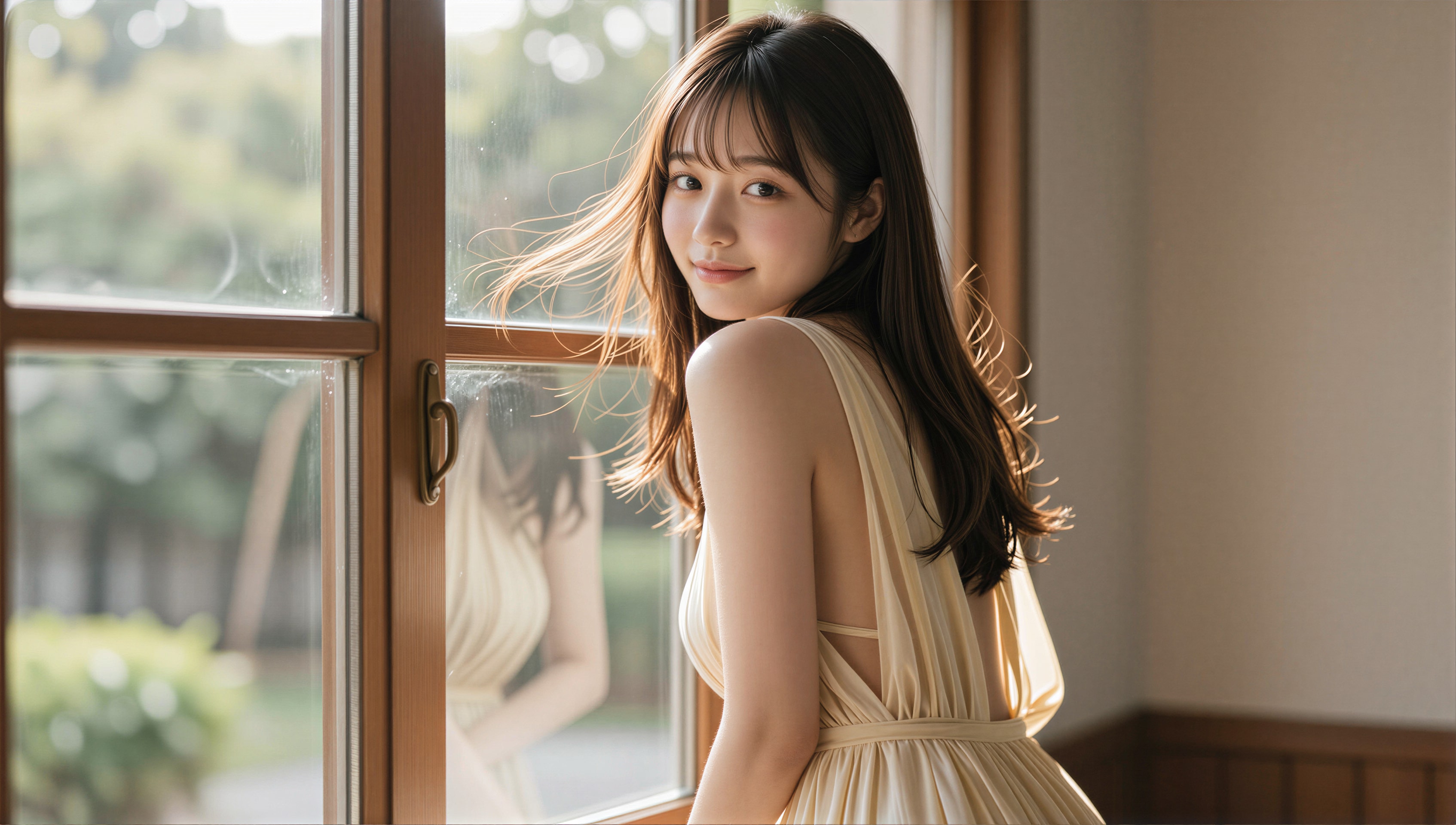 窓際のドレスの女性 3