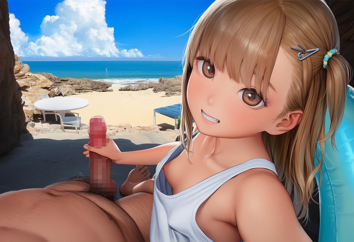 手で刺激する少女