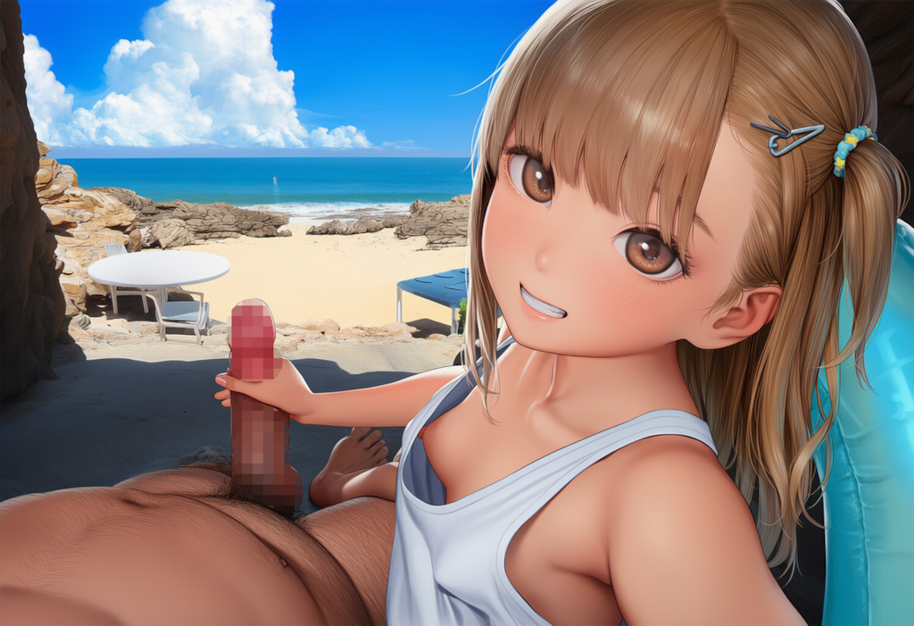手で刺激する少女