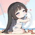 うきわをふくらませたいちび姫 2枚目