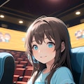 ポップコーンとともに映画を観る女の子 4枚目
