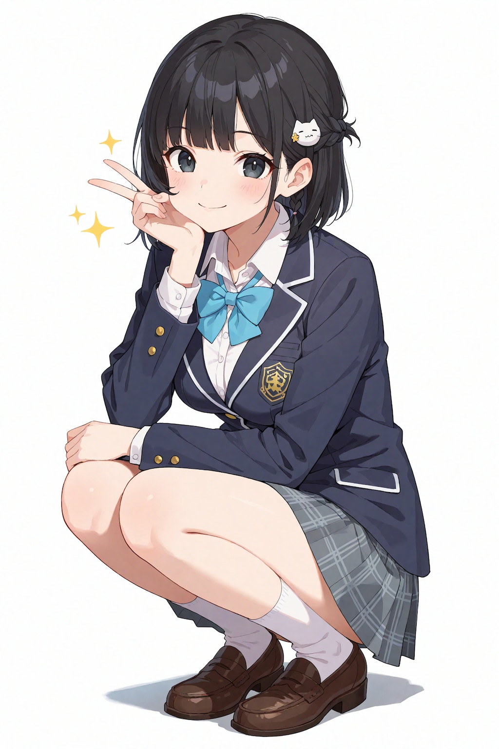 うちの子でしゃがみピース