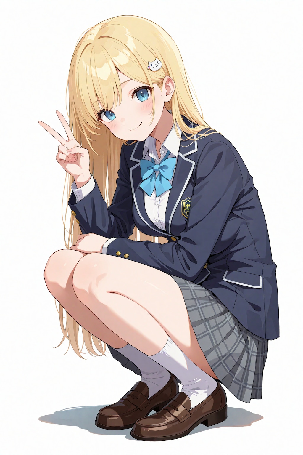 うちの子でしゃがみピース