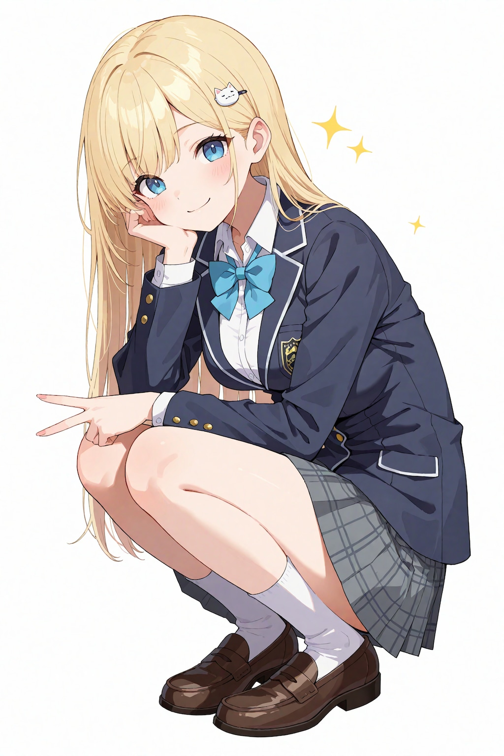 うちの子でしゃがみピース