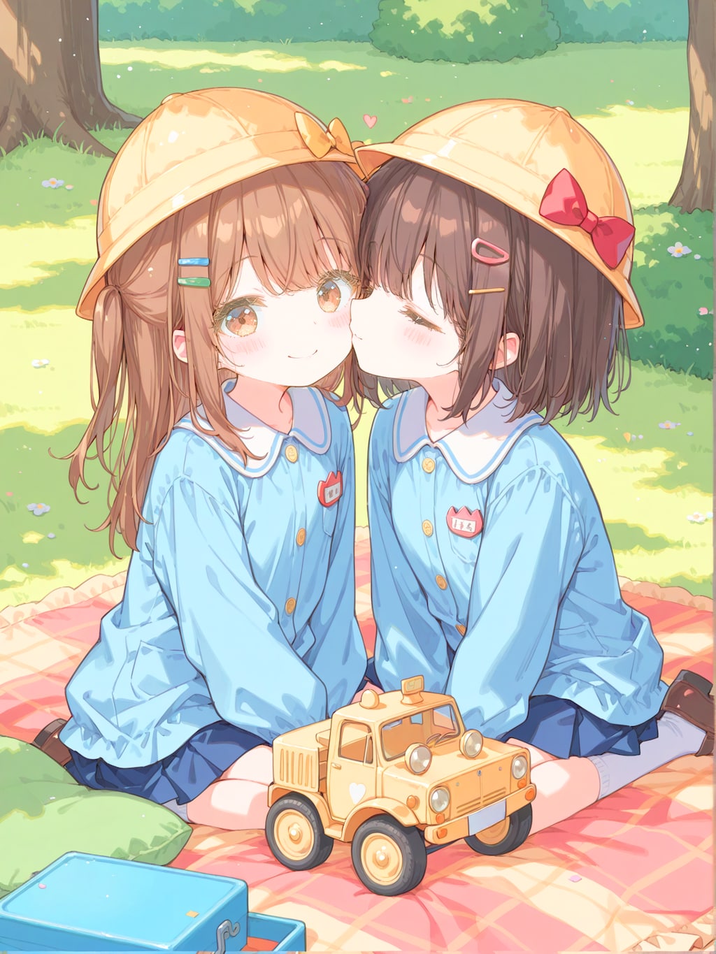 おままごとでほっぺにチュー