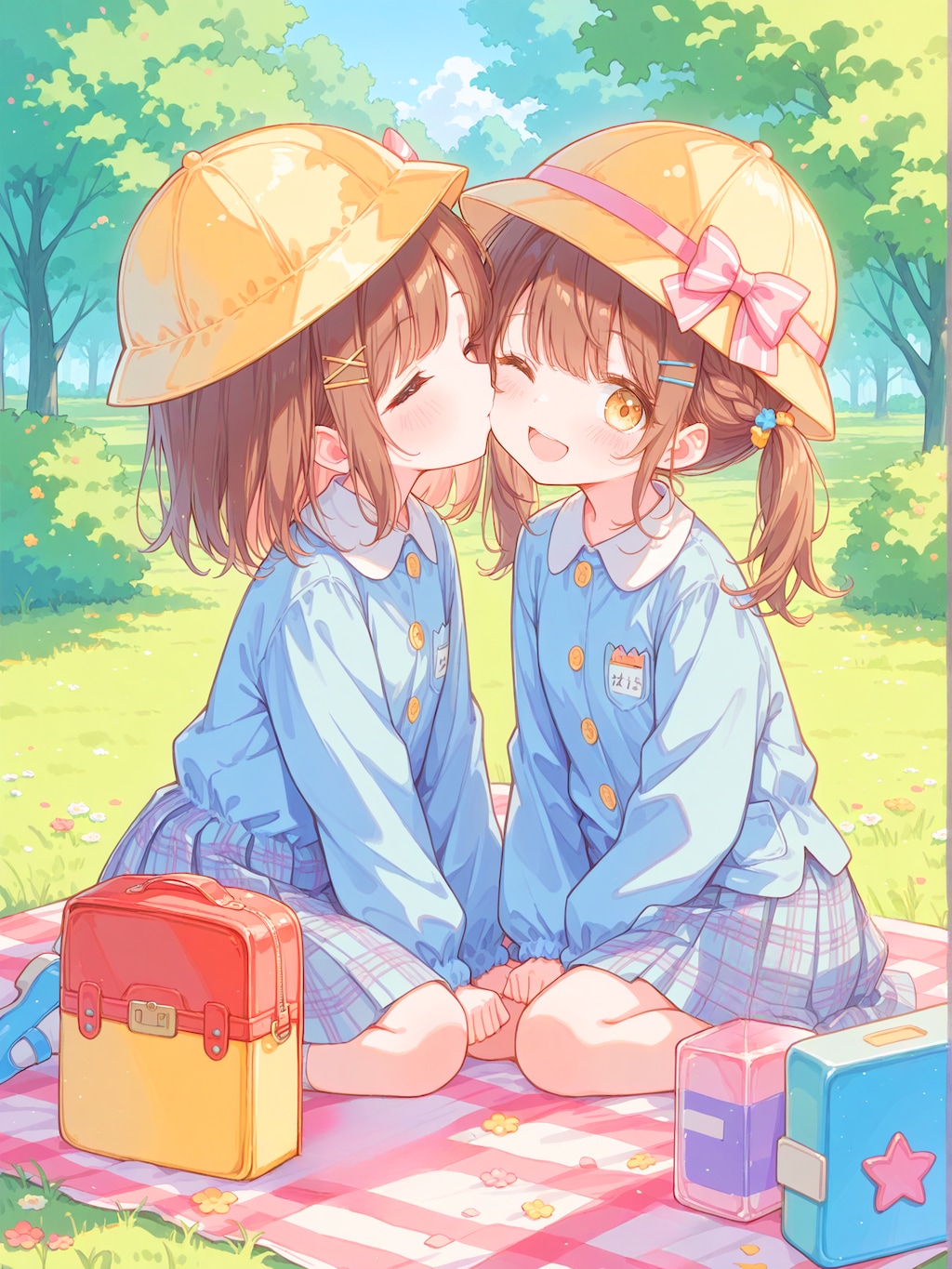 おままごとでほっぺにチュー