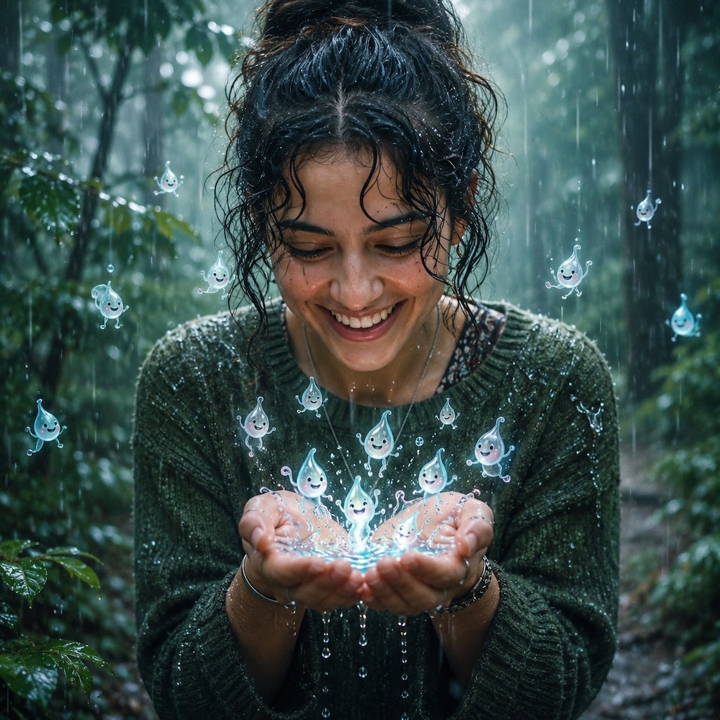 手のひらで生まれる雨の精霊