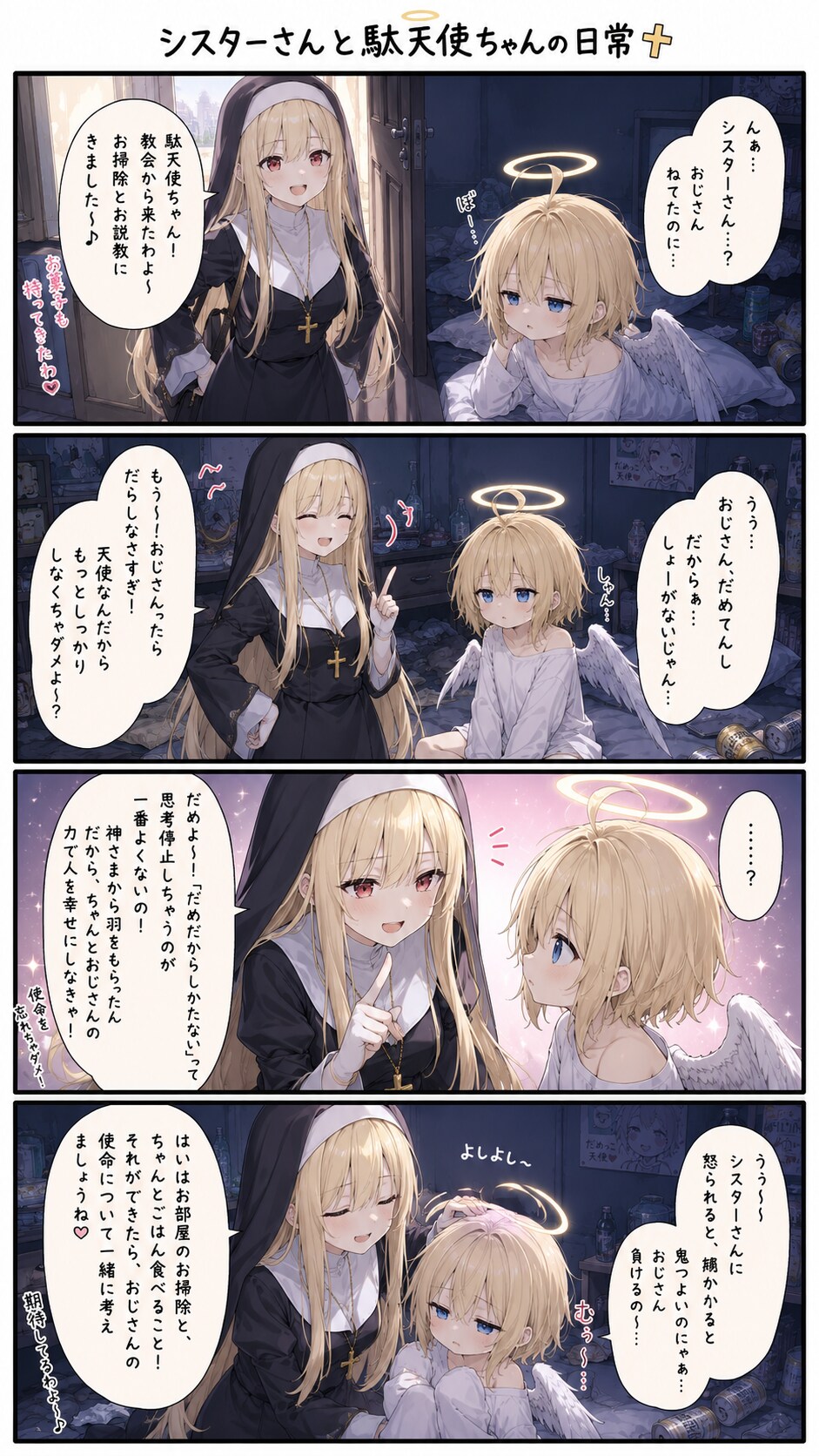 駄天使を叱るシスターさん