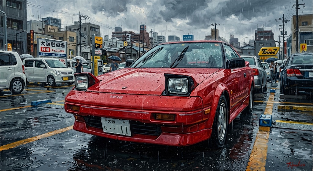 雨の駐車場