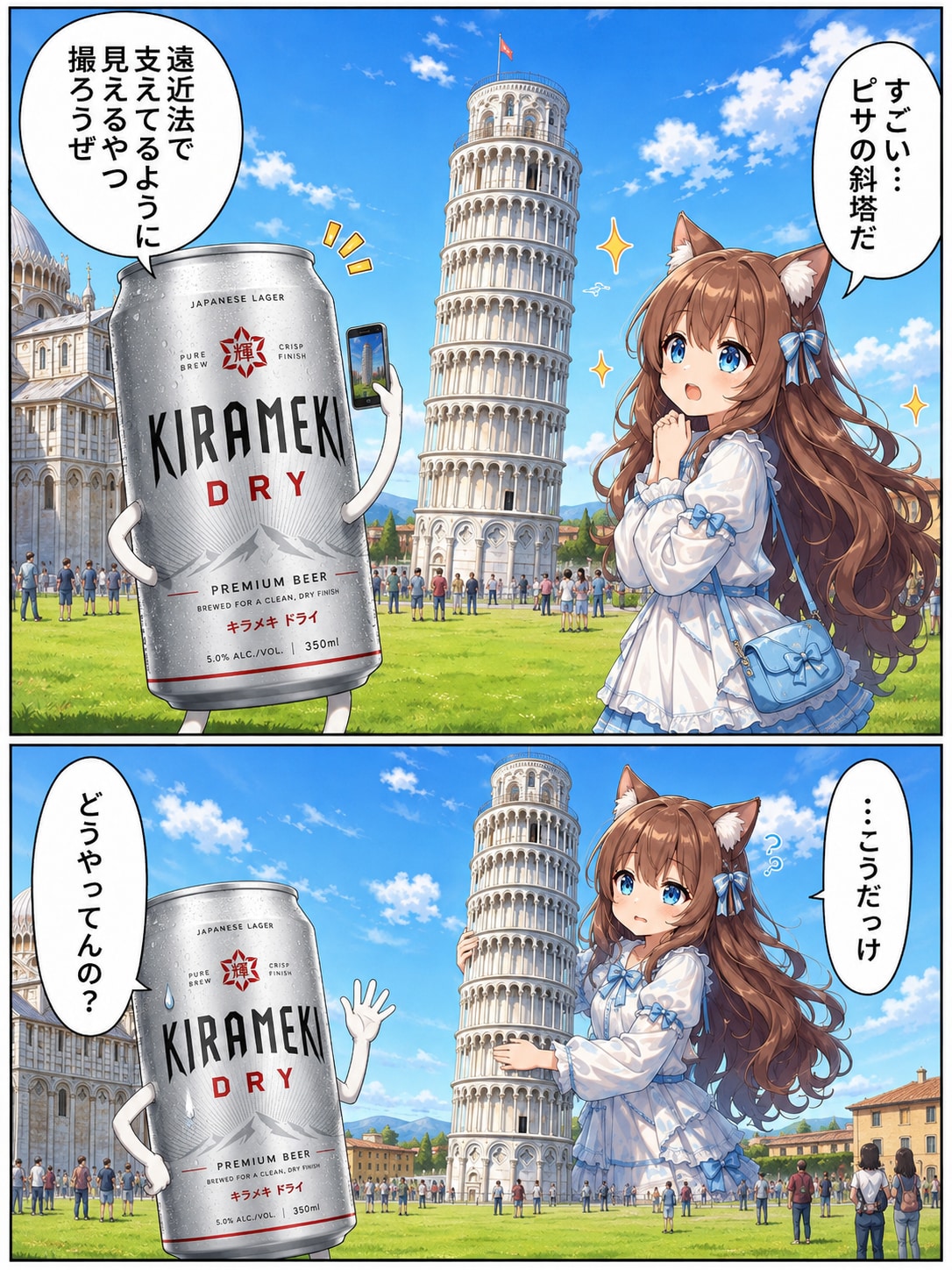 ピサの斜塔と小さな女の子