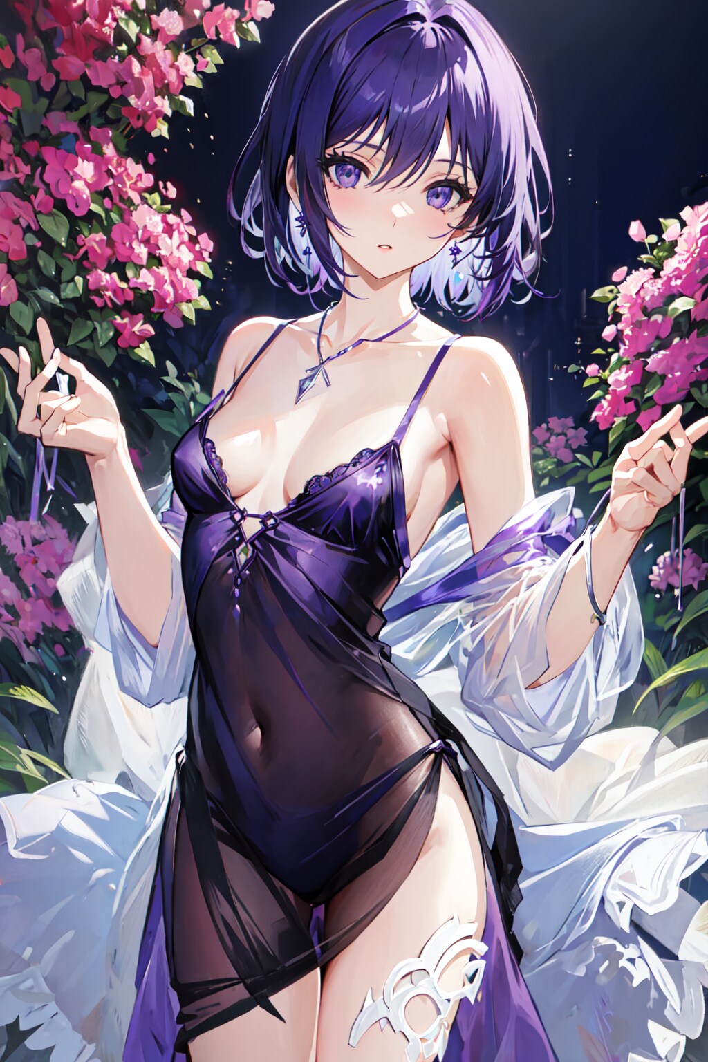 紫色ランジェリー少女