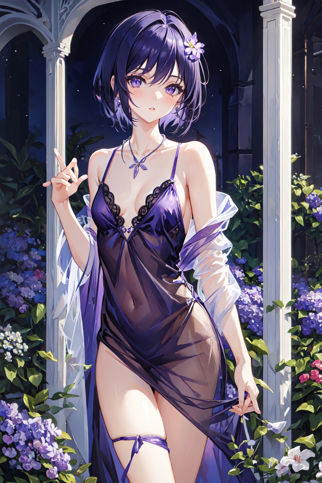 紫色ランジェリー少女
