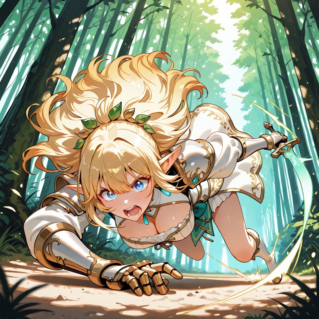森を駆けるエルフの剣士