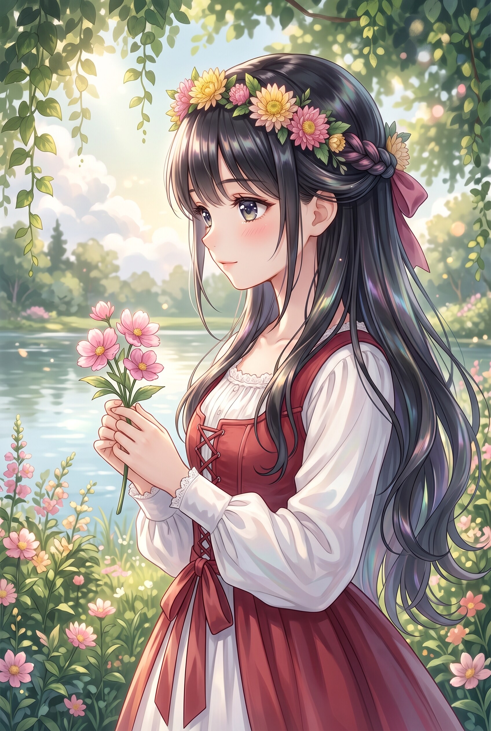 湖畔の花冠詩 | の人気AIイラスト・グラビア