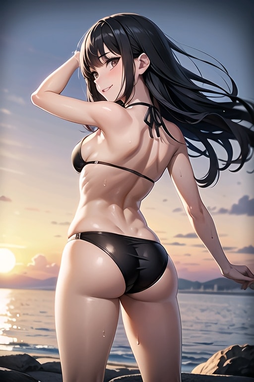 黒ビキニ（後ろ姿）
