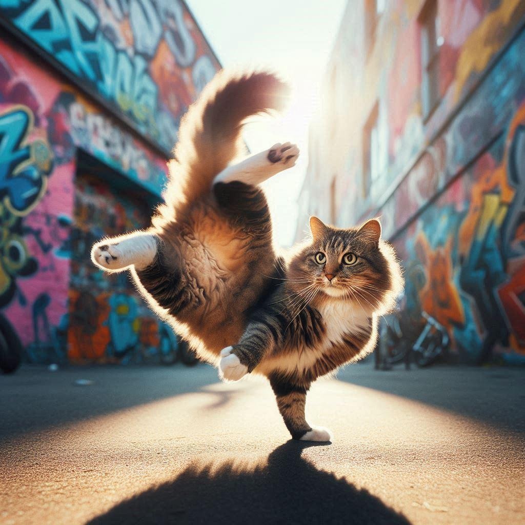 ブレイクダンスを踊る猫、フォトスタイル