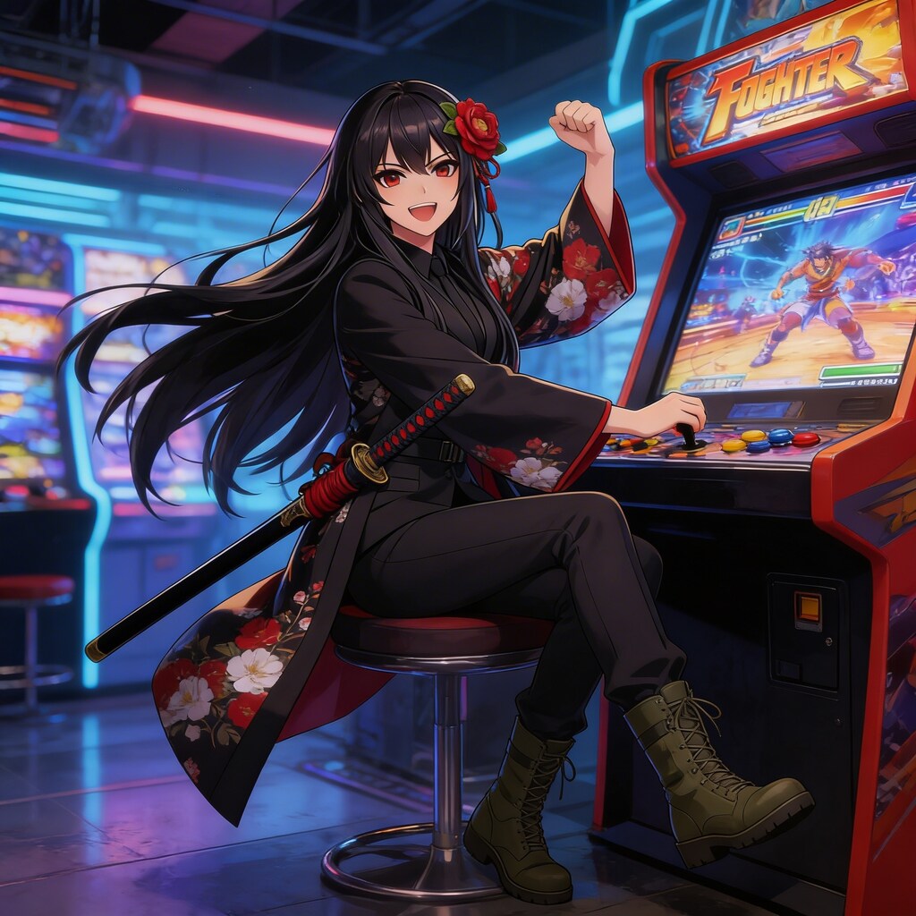 ゲームセンターでツバキと