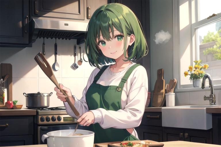 芽生ちゃん024「お料理できる芽生ちゃん」 | の人気AIイラスト・グラビア