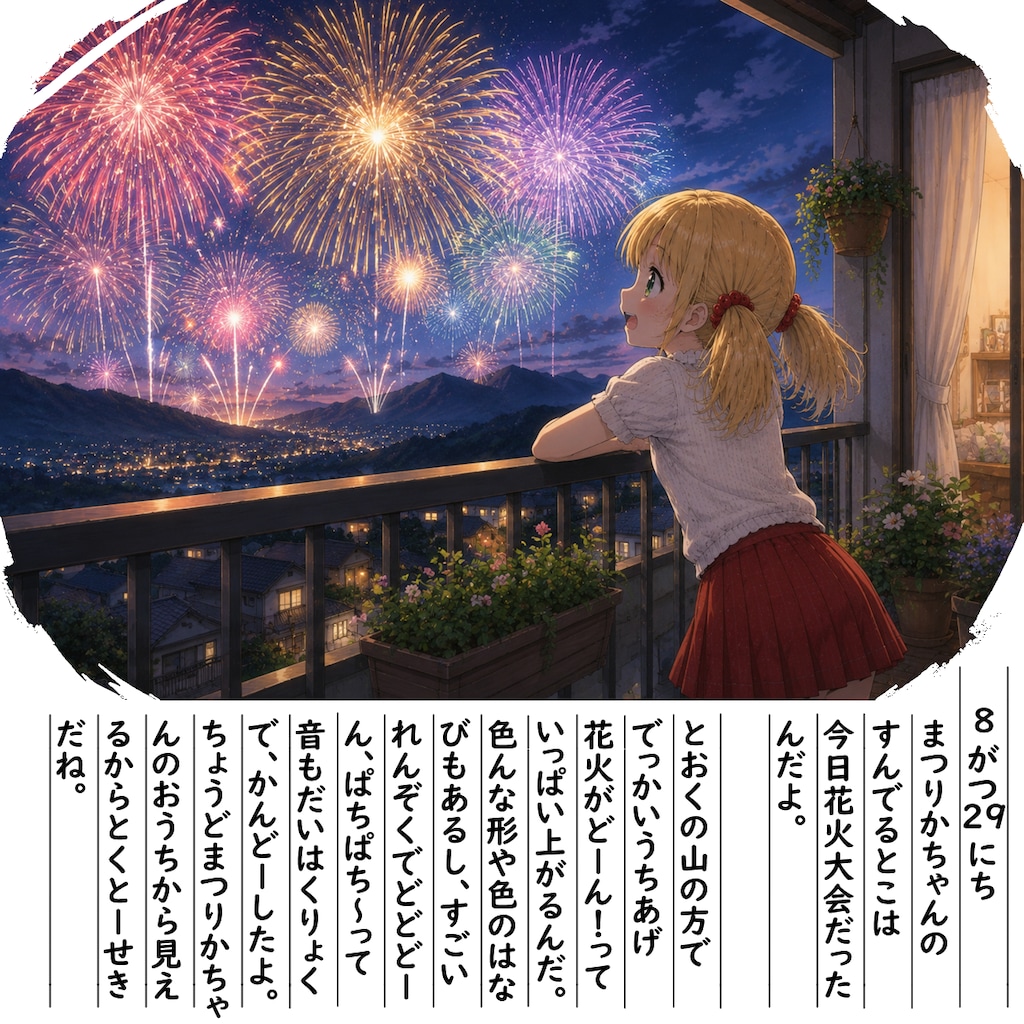 【絵日記】打ち上げ花火がすごいよ