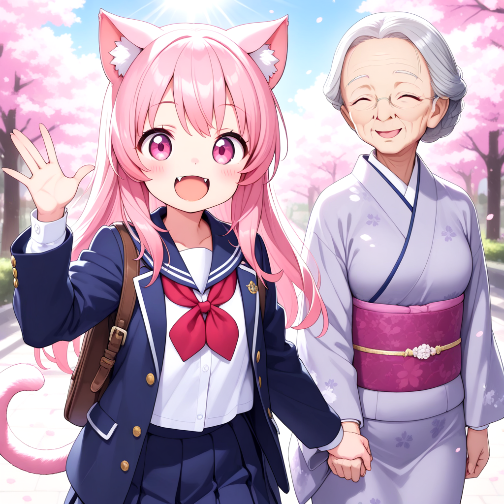 おばあちゃん！横断歩道を渡るにゃん！！