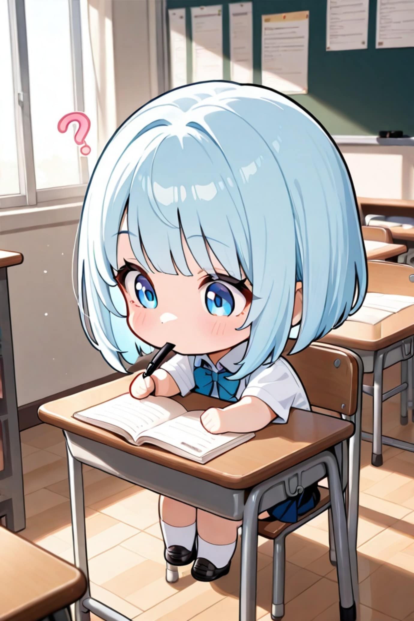 難問と戦う青髪ちゃん | の人気AIイラスト・グラビア