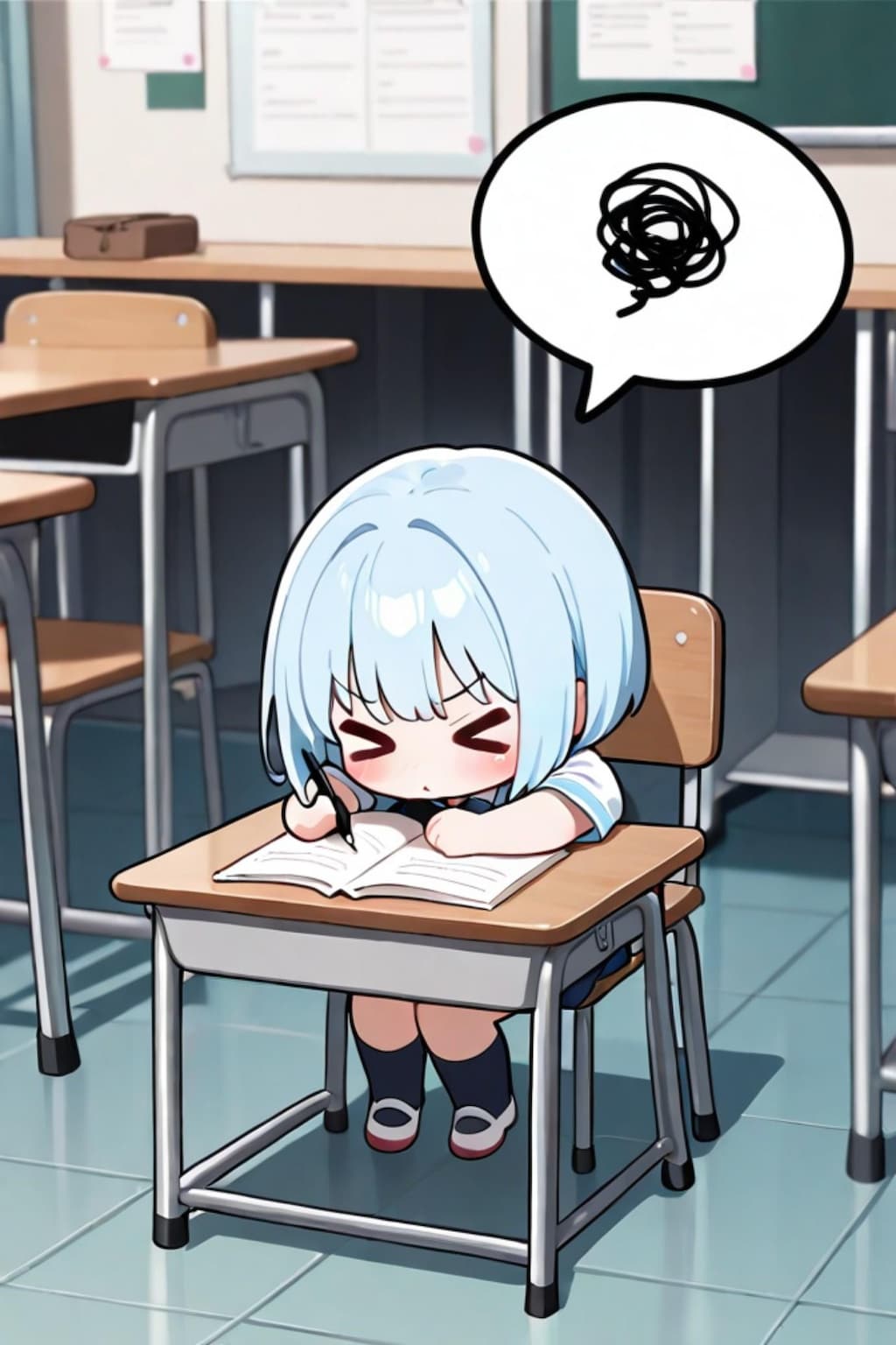 難問と戦う青髪ちゃん