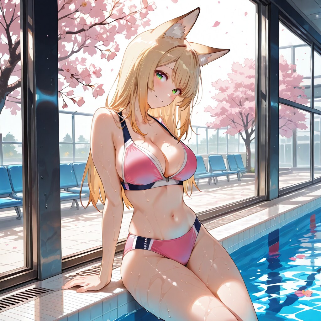 春のビキニキツネっ娘さん