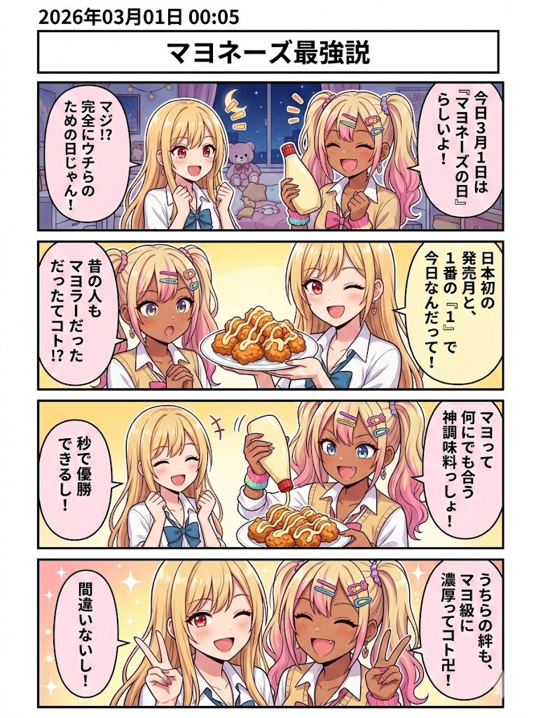 3月1日は「マヨネーズの日」 毎日漫画0時