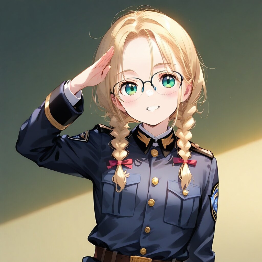 眼鏡三つ編みは軍服が似合う？