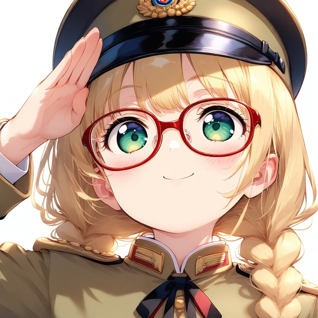 眼鏡三つ編みは軍服が似合う？ | の人気AIイラスト・グラビア