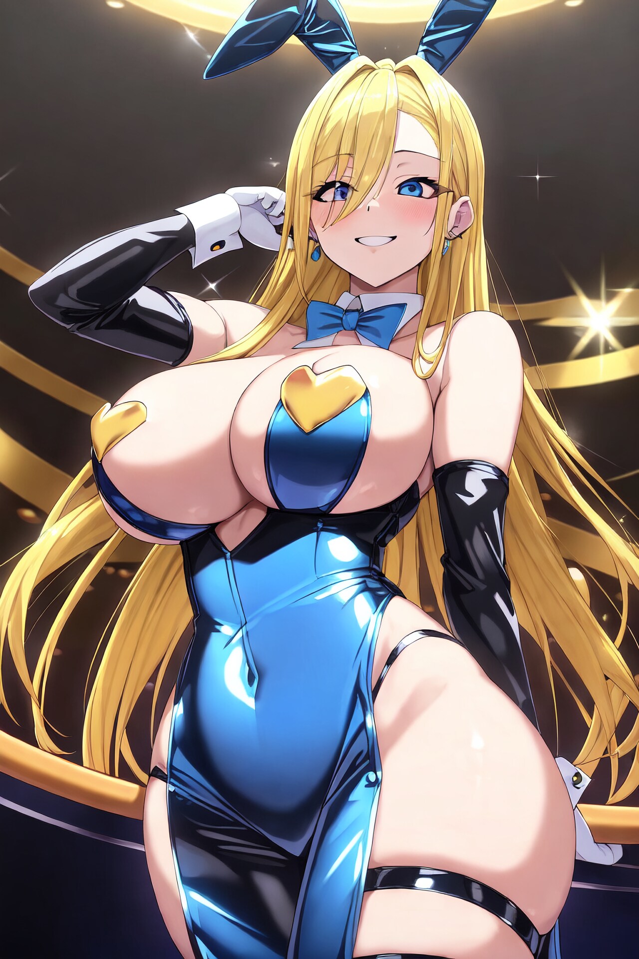 金髪ロング青エナメルぴちテカニプレスバニーガールちゃん ほらら