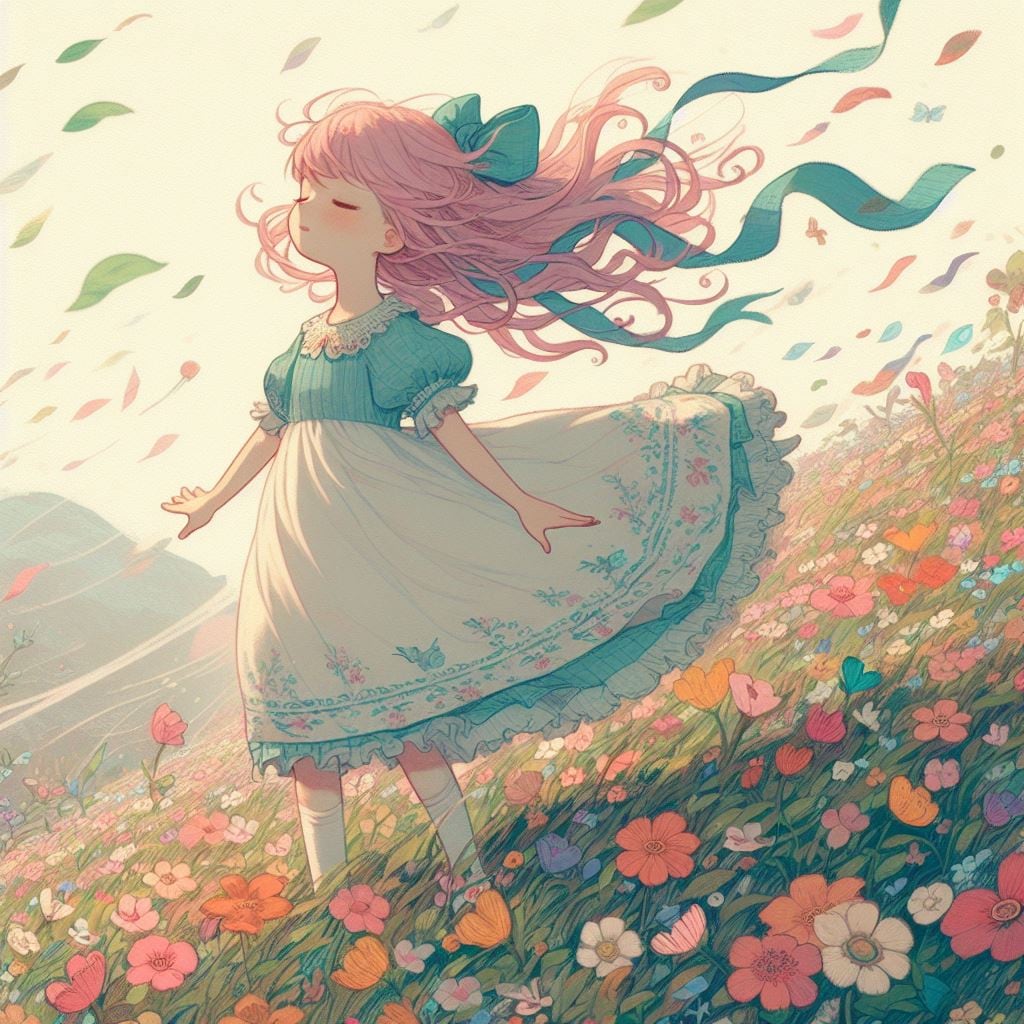 風と花畑(DALL-E) | の人気AIイラスト・グラビア