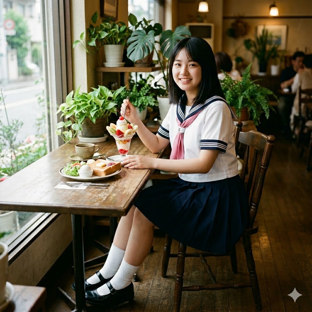 モーニングセットを食べている、ししょちゃん