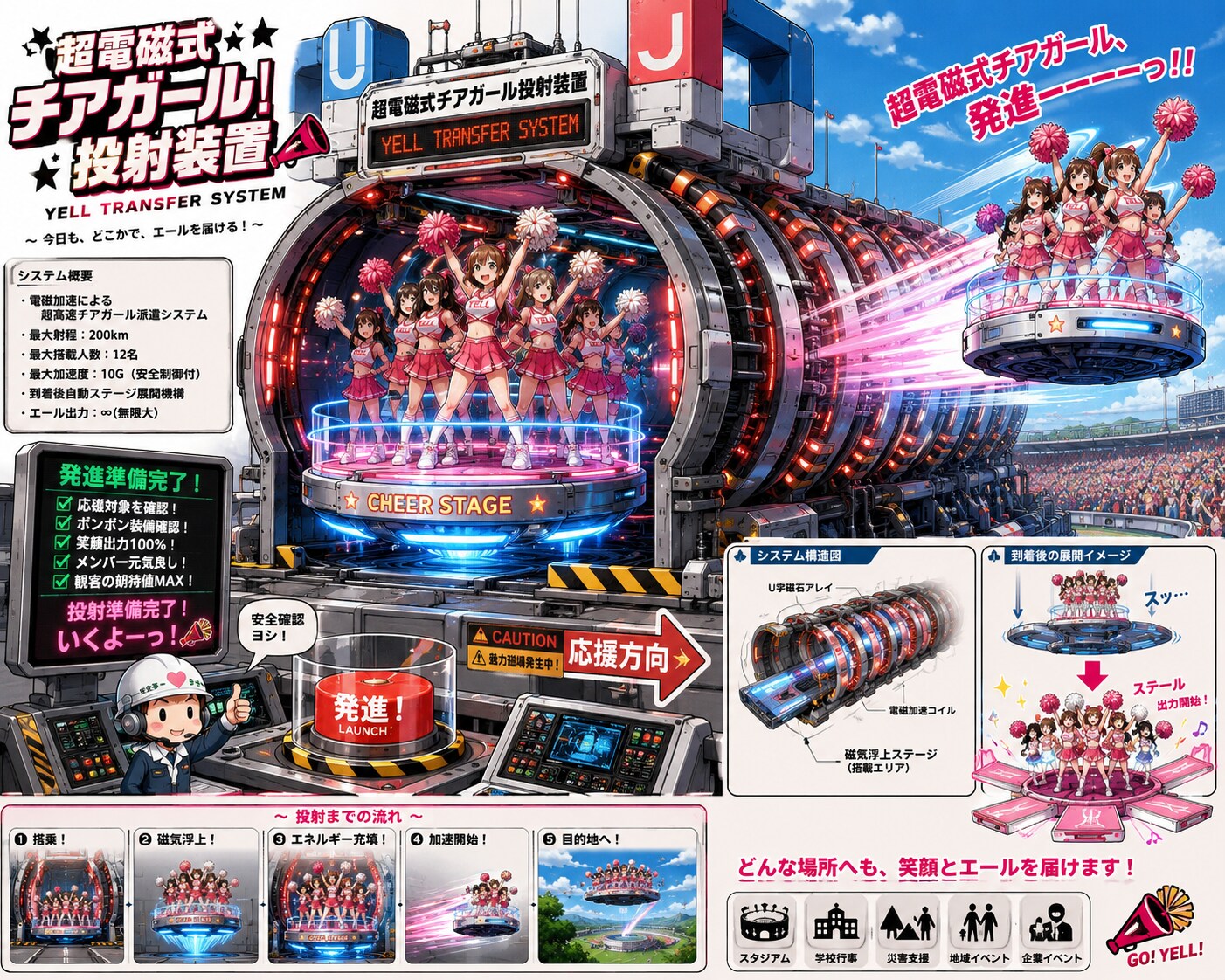 超電磁式チアガール投射装置《YELL TRANSFER SYSTEM》