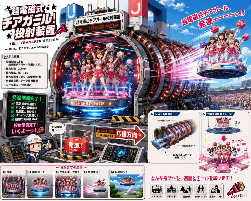 超電磁式チアガール投射装置《YELL TRANSFER SYSTEM》