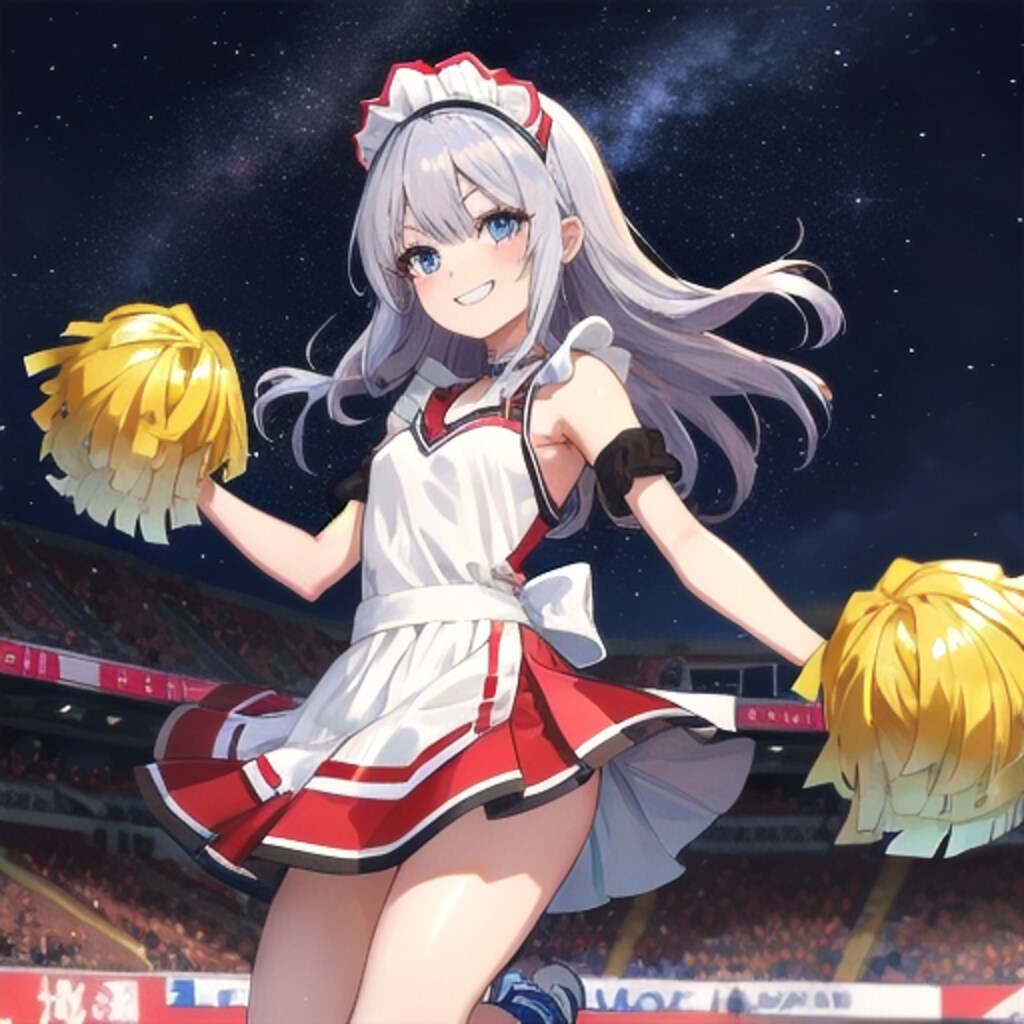 銀髪ロングでメイドスタイルのチアリーダー２