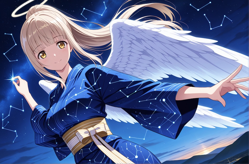 地上の星と宇宙の星を見つめるアイドルになりたい天使ちゃん