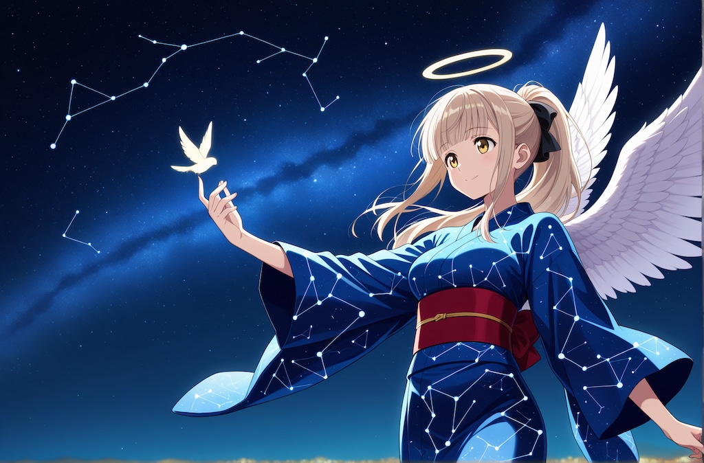 地上の星と宇宙の星を見つめるアイドルになりたい天使ちゃん