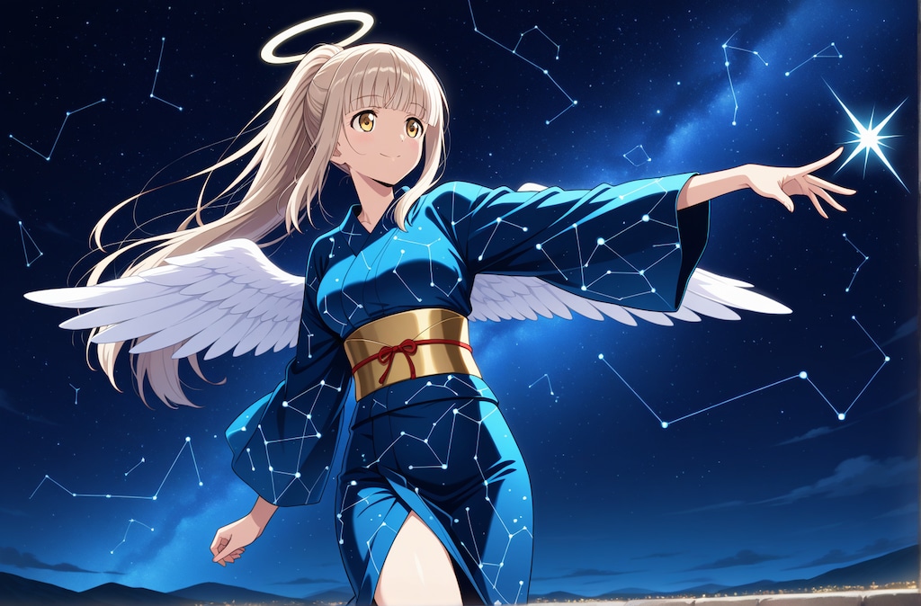 地上の星と宇宙の星を見つめるアイドルになりたい天使ちゃん