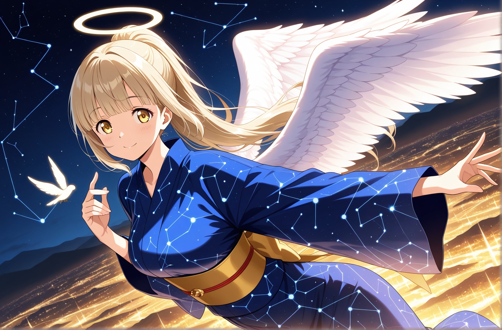 地上の星と宇宙の星を見つめるアイドルになりたい天使ちゃん