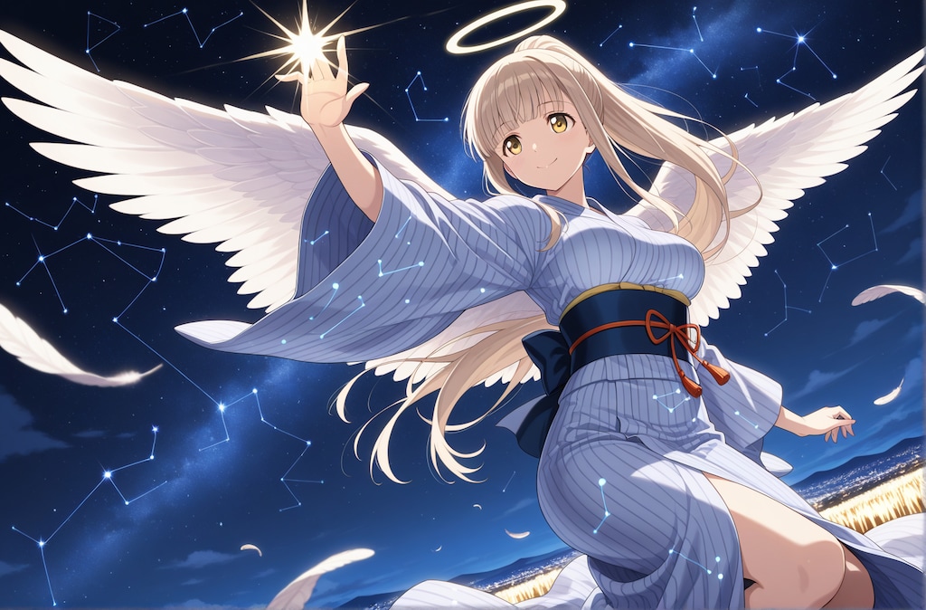 地上の星と宇宙の星を見つめるアイドルになりたい天使ちゃん
