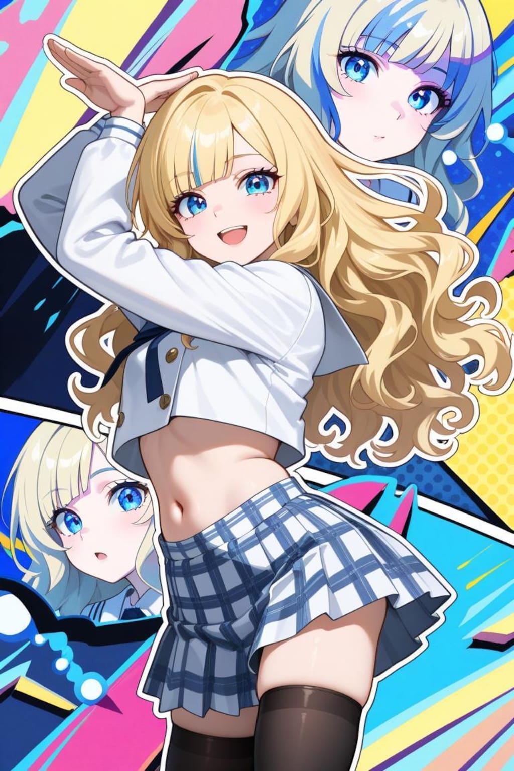 ヘソ出し制服の構え