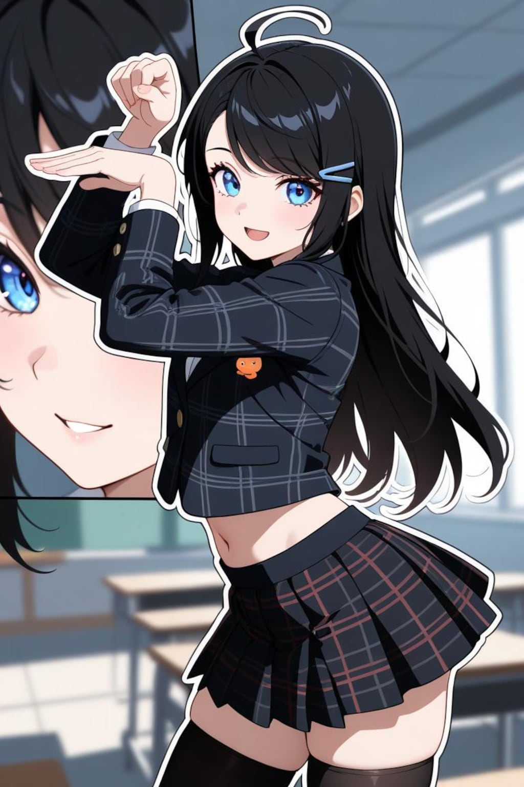 ヘソ出し制服の構え