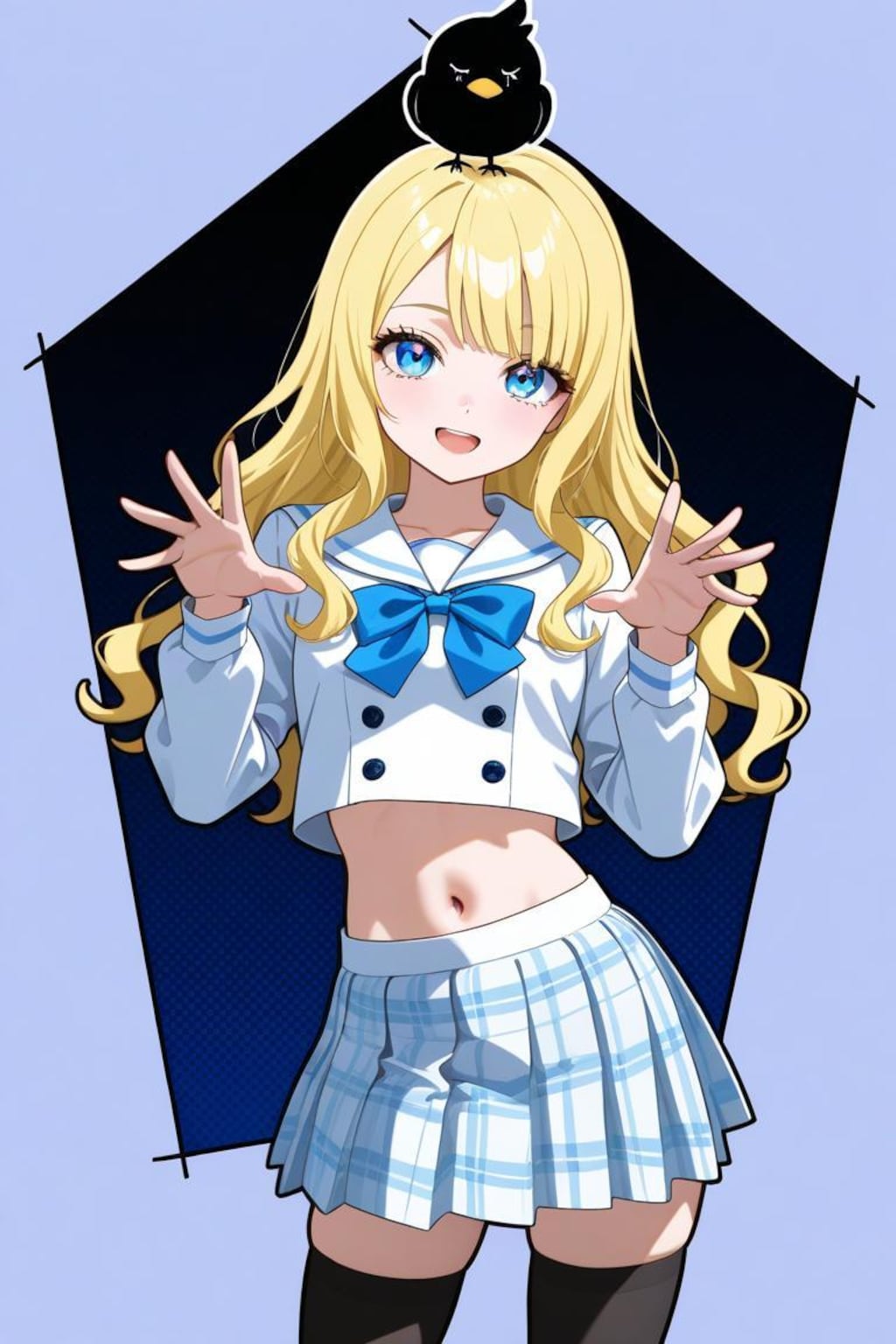 ヘソ出し制服の構え